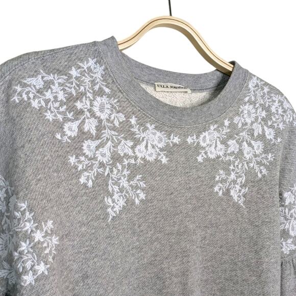 Ulla Johnson Judith Embroidered Floral Sweatshirt Small Gray Pullover Cotton - Picture 4 of 10